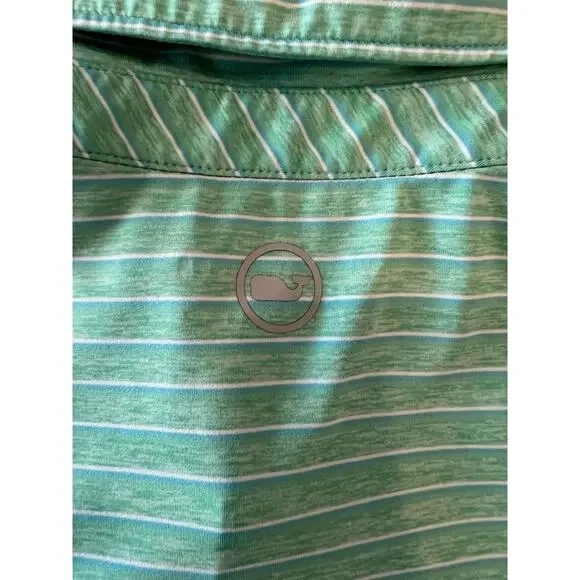 VINEYARD VINES LG Set of 2- Performance Polo Shirts Mens Blue Green Stripe Whale - Picture 6 of 15
